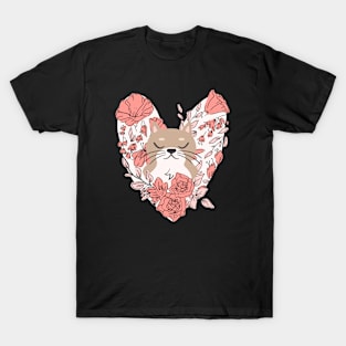 Cute Cat With Flowers T-Shirt